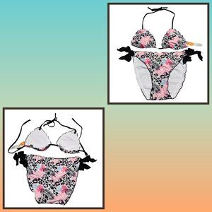 Womens‎ XL Pink and Black Flower Bikini - NWT - UPF 50+